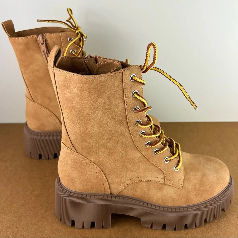 NEW DOLCE VITA BROWN COMBAT BOOTS - Picture 3 of 11